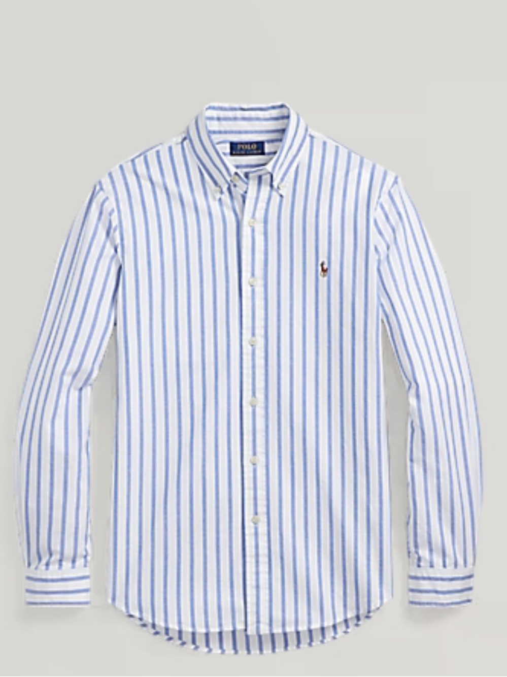 Polo by Ralph Lauren White Shirt with Blue Vertical Stripes